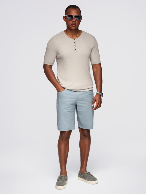 Ombre Clothing Muška pletena majica s gumbima na izrezu - svijetlo siva