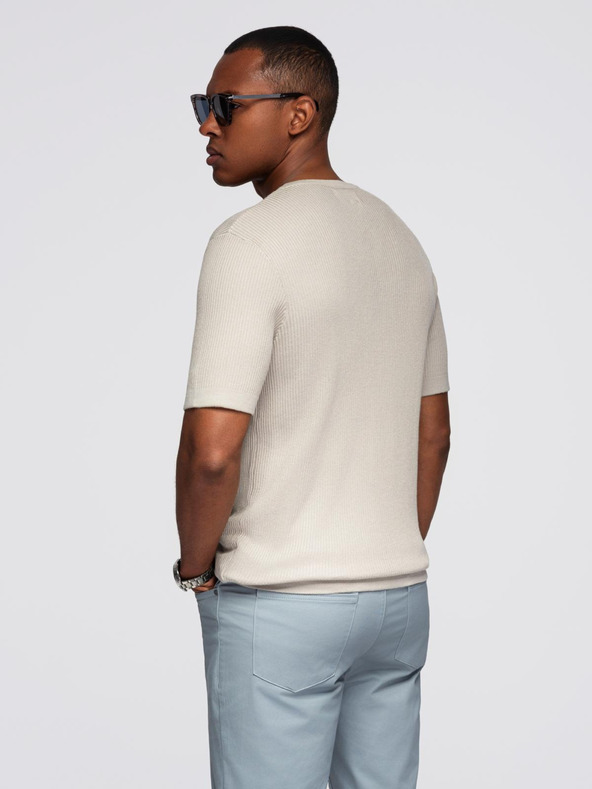 Ombre Clothing Muška pletena majica s gumbima na izrezu - svijetlo siva