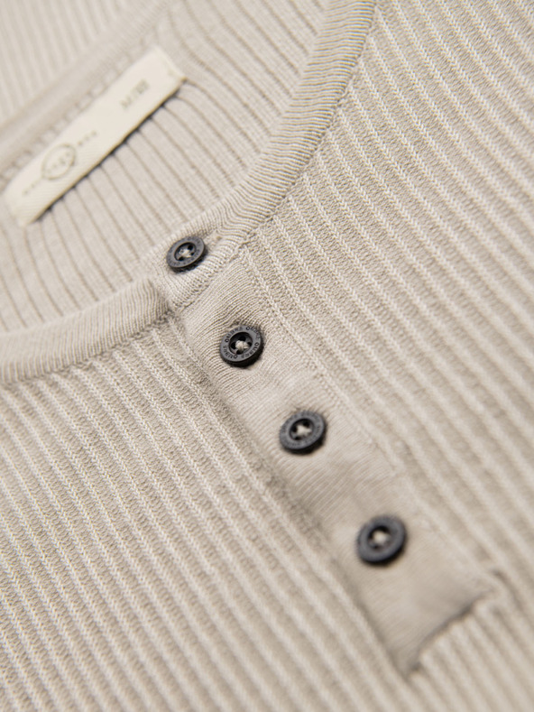 Ombre Clothing Muška pletena majica s gumbima na izrezu - svijetlo siva