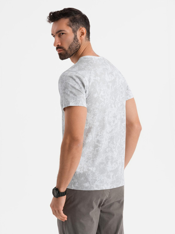 Ombre Clothing Muška uzorkovana pamučna majica s kratkim rukavima - bijela