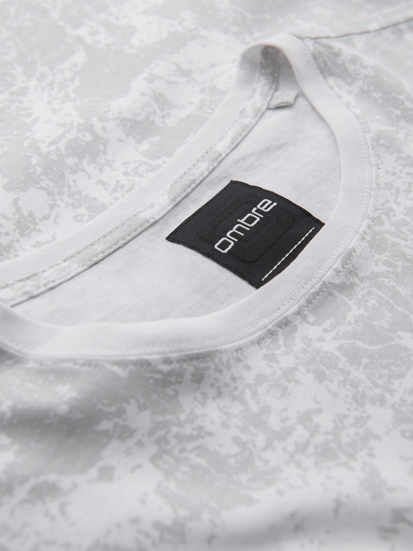 Ombre Clothing Muška uzorkovana pamučna majica s kratkim rukavima - bijela