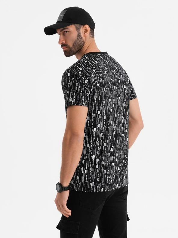 Ombre Clothing Pamučna majica s otiskom i okruglim izrezom - crna