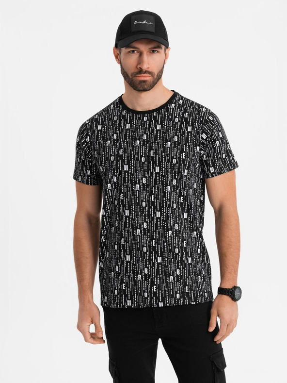 Ombre Clothing Pamučna majica s otiskom i okruglim izrezom - crna