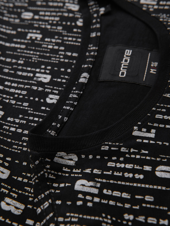 Ombre Clothing Pamučna majica s otiskom i okruglim izrezom - crna