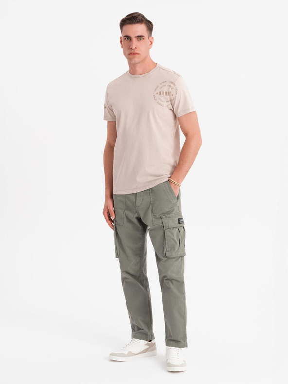 Ombre Clothing Pamučna majica s otiskom i okruglim izrezom - crna