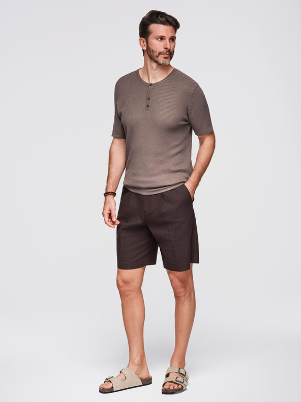 Ombre Clothing Muška pletena majica s gumbima na izrezu - siva