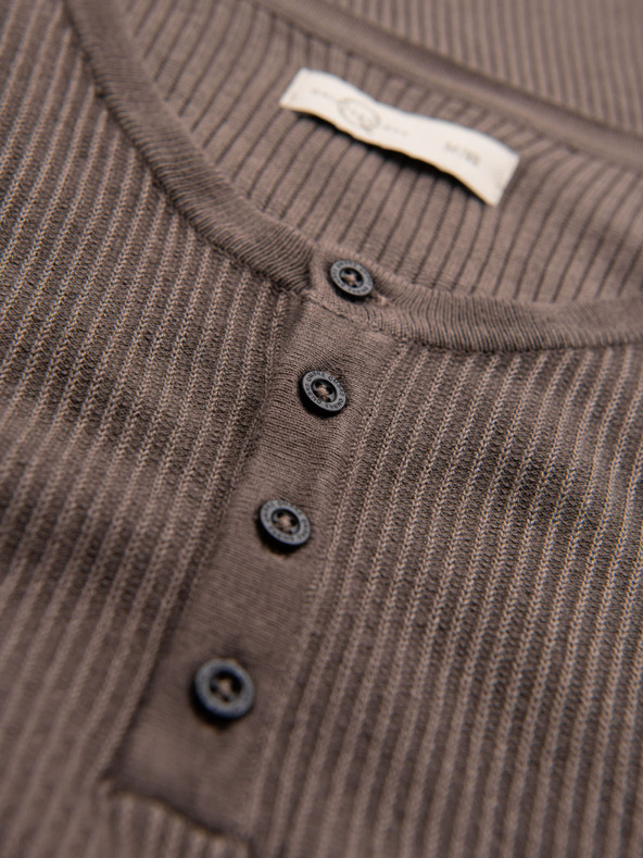 Ombre Clothing Muška pletena majica s gumbima na izrezu - siva