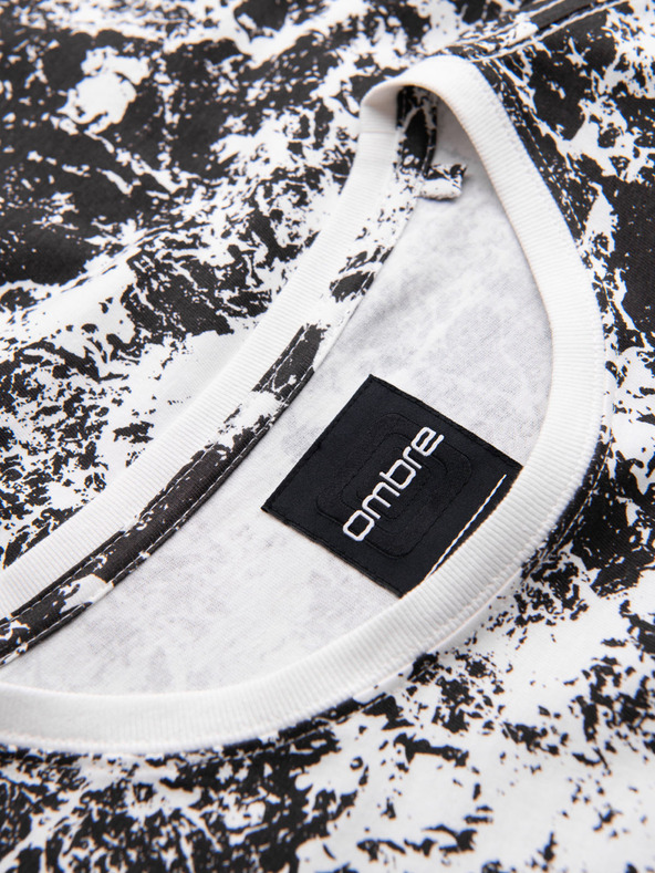 Ombre Clothing Muška uzorkovana pamučna majica s kratkim rukavima - bijela i crna