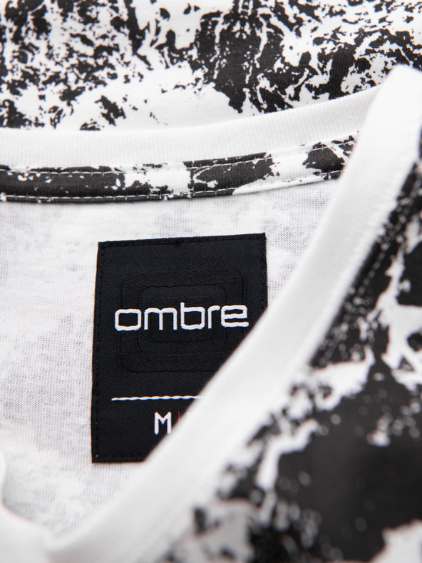 Ombre Clothing Muška uzorkovana pamučna majica s kratkim rukavima - bijela i crna
