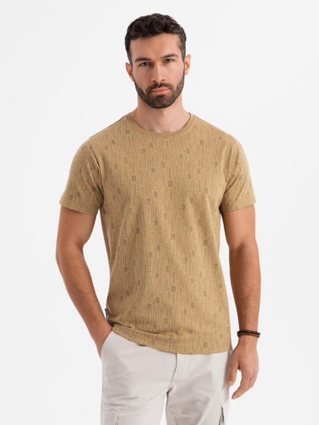 Ombre Clothing Pamučna majica s otiskom i okruglim izrezom - tamno maslinasto zelena