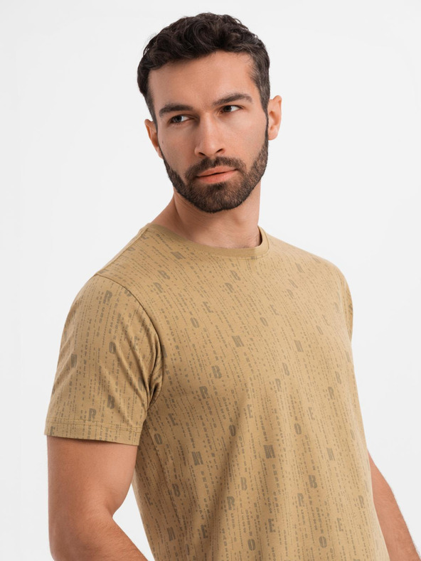 Ombre Clothing Pamučna majica s otiskom i okruglim izrezom - tamno maslinasto zelena