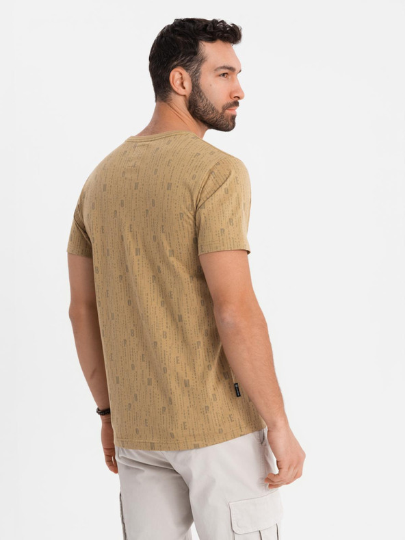 Ombre Clothing Pamučna majica s otiskom i okruglim izrezom - tamno maslinasto zelena