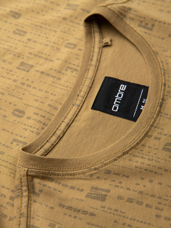 Ombre Clothing Pamučna majica s otiskom i okruglim izrezom - tamno maslinasto zelena