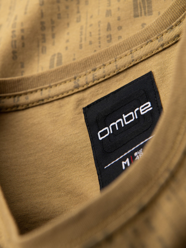 Ombre Clothing Pamučna majica s otiskom i okruglim izrezom - tamno maslinasto zelena