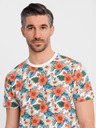 Ombre Clothing Muška pamučna majica s cvjetnim uzorkom i cjelovitim otiskom - bijela