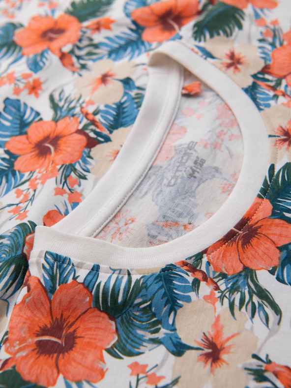 Ombre Clothing Muška pamučna majica s cvjetnim uzorkom i cjelovitim otiskom - bijela