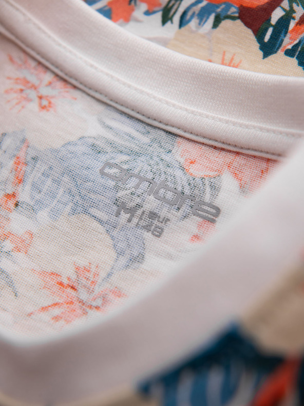 Ombre Clothing Muška pamučna majica s cvjetnim uzorkom i cjelovitim otiskom - bijela