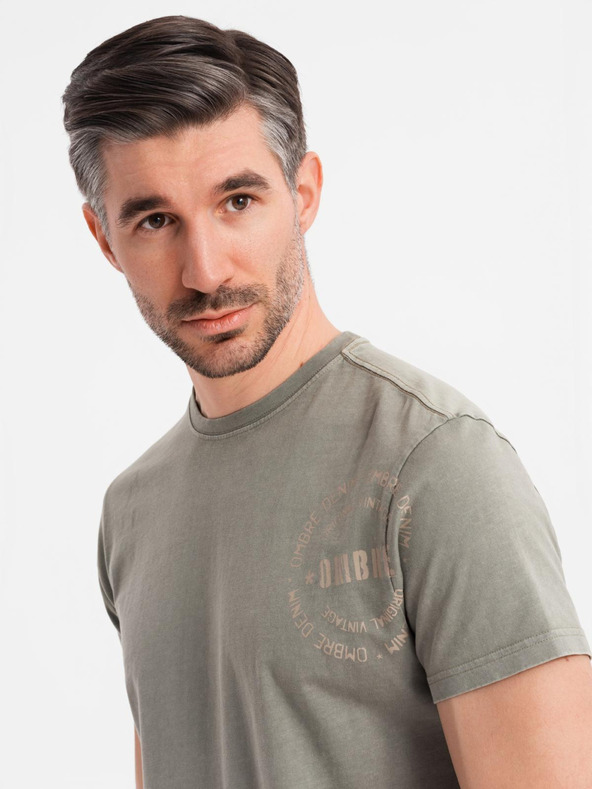 Ombre Clothing Pamučna majica s otiskom i okruglim izrezom - crna