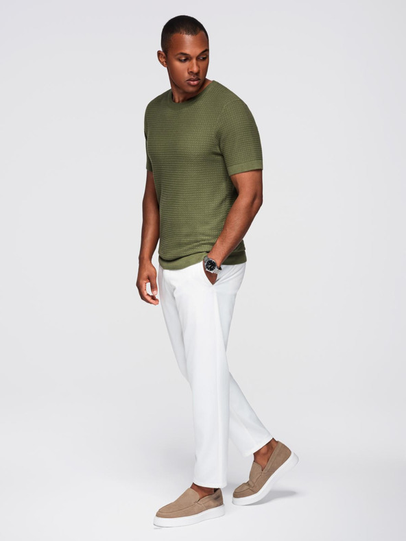 Ombre Clothing Muška strukturirana pletena majica - maslinasta