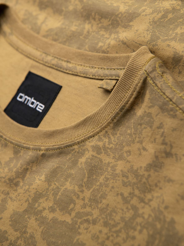 Ombre Clothing Muška uzorkovana pamučna majica s kratkim rukavima - maslinasta