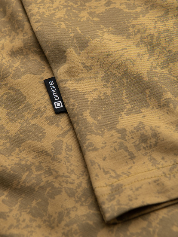 Ombre Clothing Muška uzorkovana pamučna majica s kratkim rukavima - maslinasta