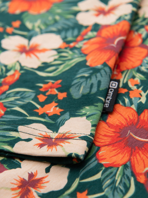 Ombre Clothing Muška pamučna majica s cvjetnim otiskom - crna