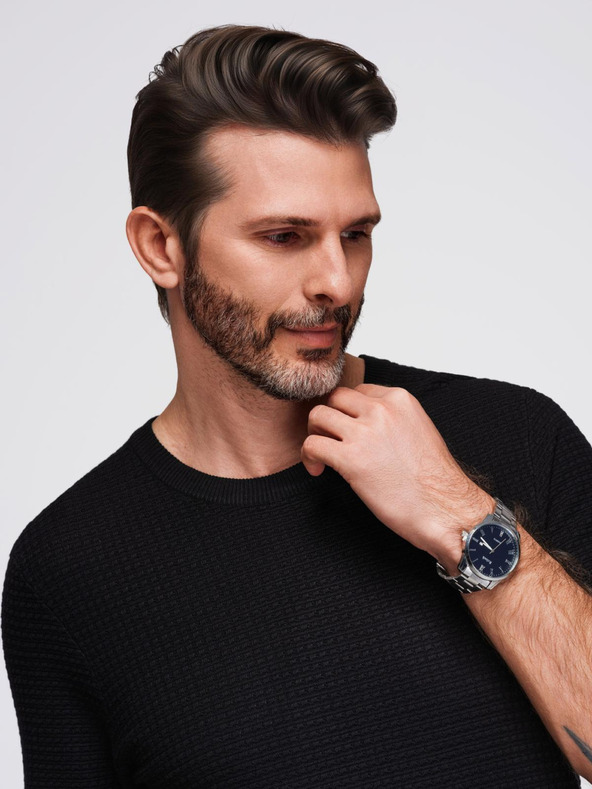 Ombre Clothing Muška strukturirana pletena majica - crna