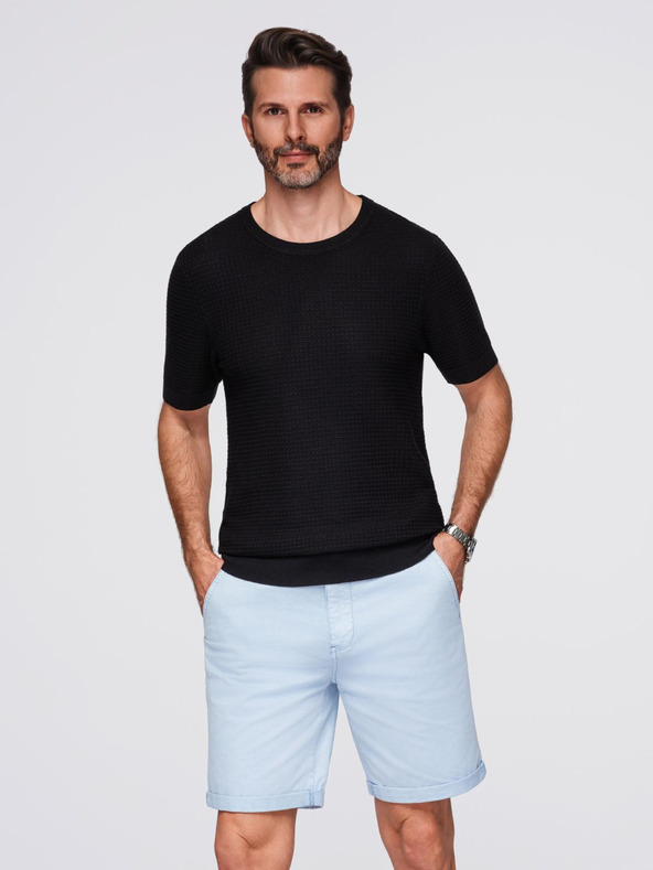 Ombre Clothing Muška strukturirana pletena majica - crna