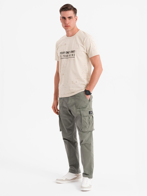 Ombre Clothing Muška majica s otiskom i okruglim izrezom - krem