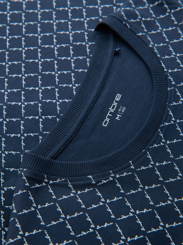 Ombre Clothing Muška pletena majica s cjelovitim otiskom - tamno plava