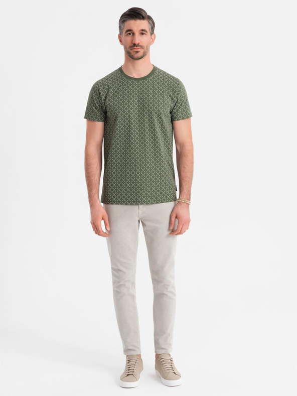 Ombre Clothing Muška pletena majica s cjelovitim otiskom - maslinasta