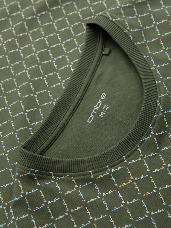 Ombre Clothing Muška pletena majica s cjelovitim otiskom - maslinasta