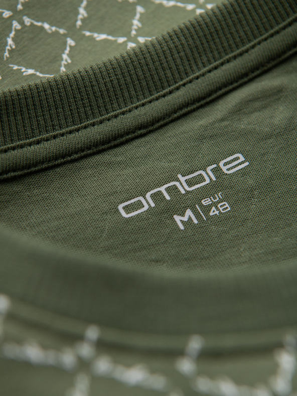 Ombre Clothing Muška pletena majica s cjelovitim otiskom - maslinasta