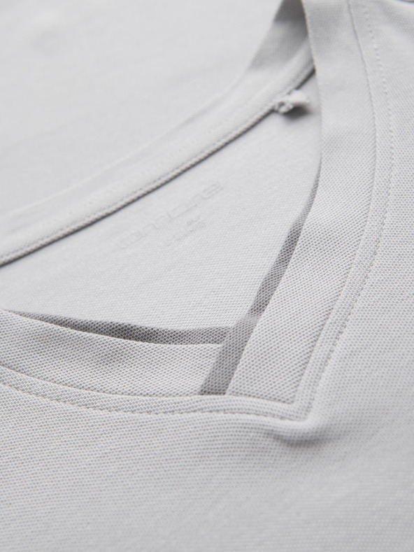 Ombre Clothing Muška majica s kontrastnim umetcima i V-izrezom - svijetlo siva