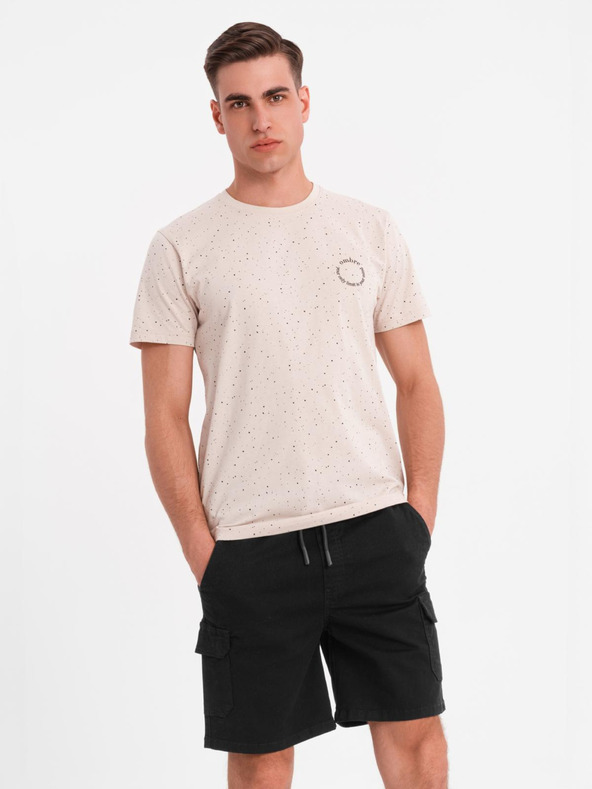 Ombre Clothing Muška pamučna majica s otiskom i okruglim izrezom - bež