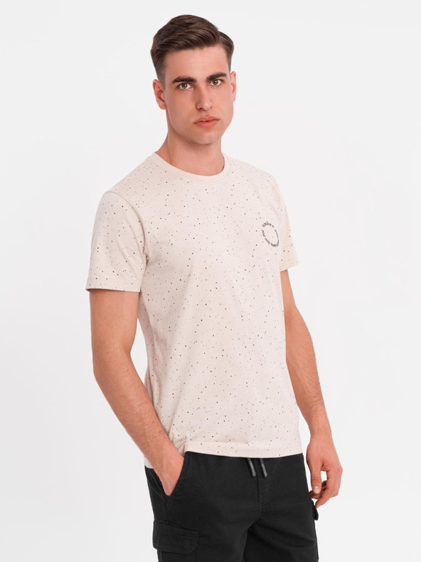 Ombre Clothing Muška pamučna majica s otiskom i okruglim izrezom - bež