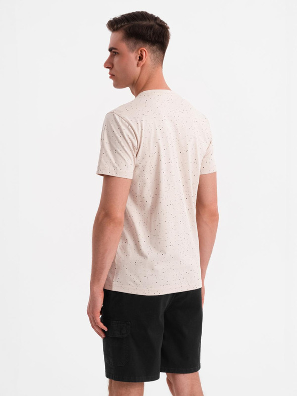 Ombre Clothing Muška pamučna majica s otiskom i okruglim izrezom - bež