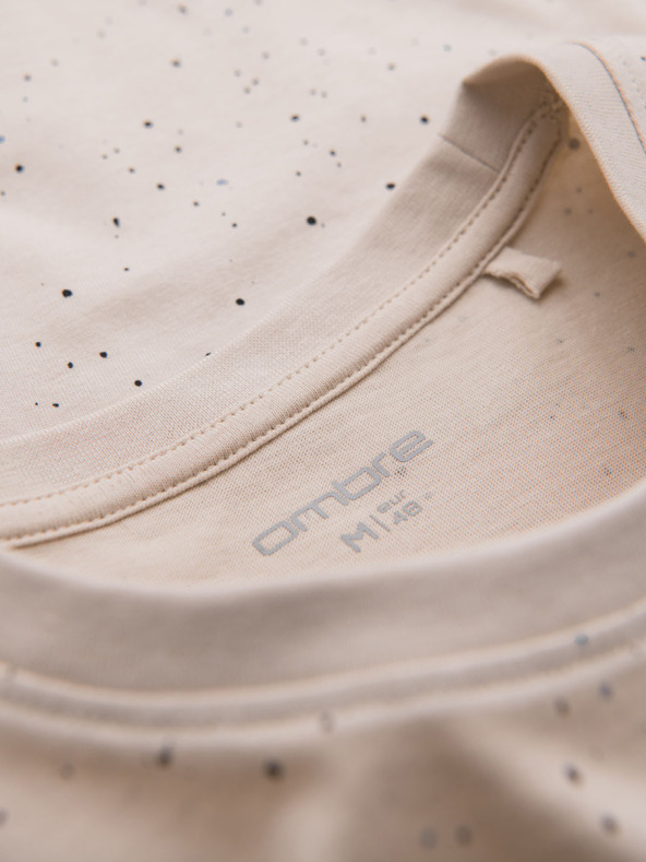 Ombre Clothing Muška pamučna majica s otiskom i okruglim izrezom - bež
