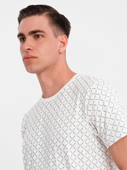 Ombre Clothing Muška pletena majica s cjelovitimotiskom - bijela