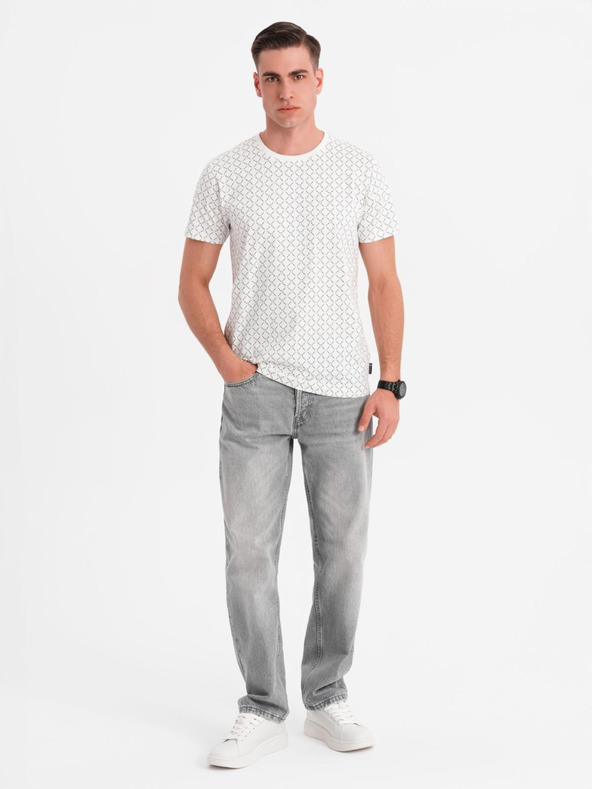 Ombre Clothing Muška pletena majica s cjelovitimotiskom - bijela