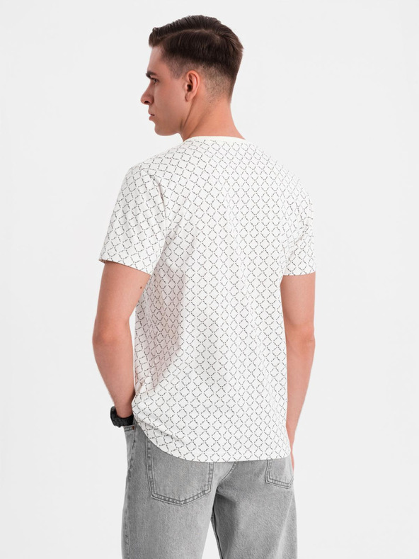 Ombre Clothing Muška pletena majica s cjelovitimotiskom - bijela