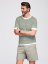 Ombre Clothing Muška marine prugasta pletena majica s proreznim vezom - maslinasta i bijela