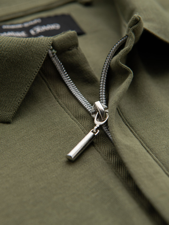 Ombre Clothing Muška polo majica s patentom - maslinasta