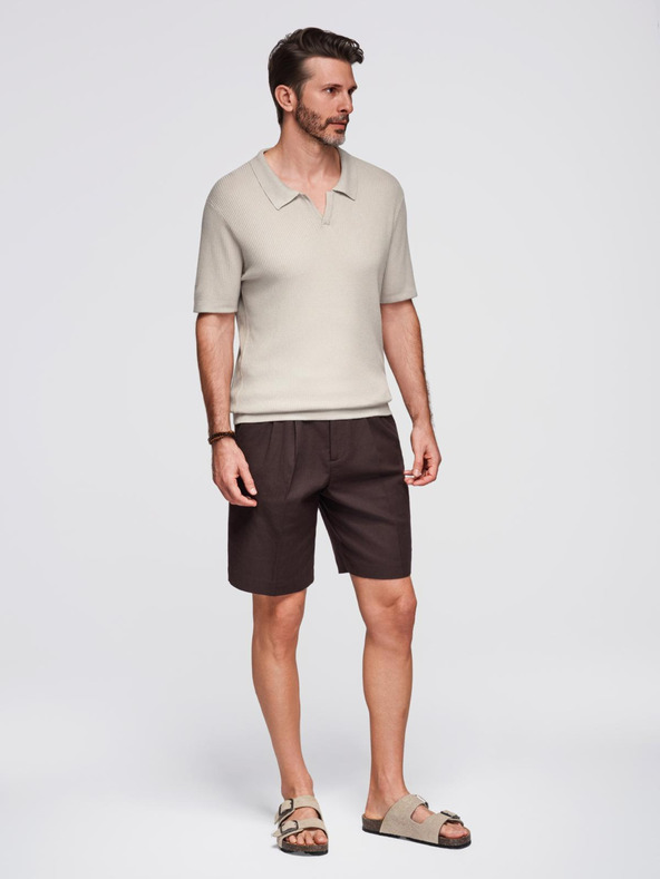 Ombre Clothing Muška polo majica bez gumba s otvorenim ovratnikom - svijetlo siva