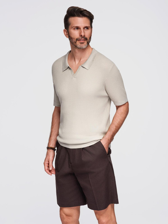 Ombre Clothing Muška polo majica bez gumba s otvorenim ovratnikom - svijetlo siva