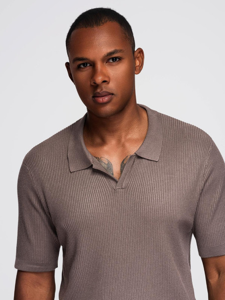 Ombre Clothing Muška polo majica bez gumba s otvorenim ovratnikom - pepeljasta