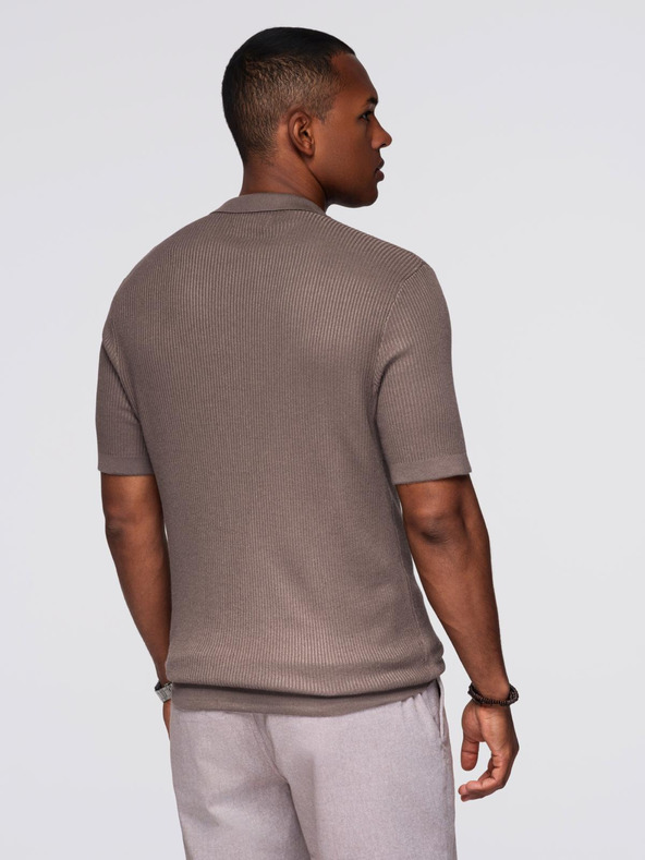 Ombre Clothing Muška polo majica bez gumba s otvorenim ovratnikom - pepeljasta