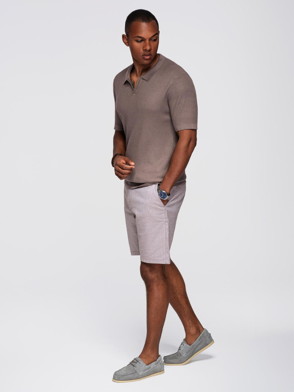 Ombre Clothing Muška polo majica bez gumba s otvorenim ovratnikom - pepeljasta