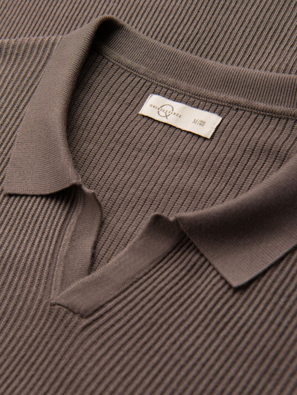 Ombre Clothing Muška polo majica bez gumba s otvorenim ovratnikom - pepeljasta