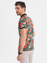 Ombre Clothing Pamučna polo majica s cvjetnim printom - crna
